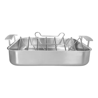 Demeyere Industry 5 Röstpfanne mit Röstgitter 39 x 33 cm, 18/10 Edelstahl, Silber