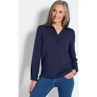 GOLDNER Klassische Bluse Zeitlose Viskosebluse mit Hemdkragen Fließende Hemdbluse mit Schlitzblende und Langarm