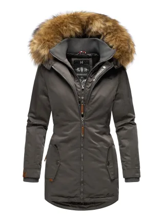 Marikoo Damen Winterjacke – Sanakoo, warm mit abnehmbarem Fellkragen