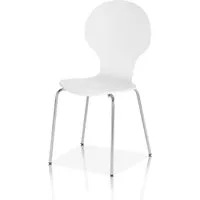 KHG Stapelstuhl Esszimmerstuhl Weiß, bis 110 kg belastbar, Modern, Stapelbar, Einteilige Sitzschale, Metallgestell verchromt silber