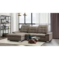 WERK2 Ecksofa Carmen 264 cm breit L-Form Sofa Schlaffunktion Kopfstützen verstellbar, Schlafcouch mit Bettkasten, Eckcouch wahlw. mit Sitztiefenverstellung