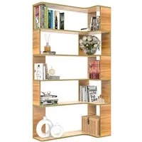 JEOBEST Bücherregal Eckregal, Eck-Bücherregal 5-stöckiges, Modernes Display Unit, L-förmiges Regal, H 169CM
