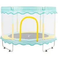 FOXSPORT Kindertrampolin, Gartentrampolin, Jumpingtrampolin, (150 × 150 × 110 cm (L * B * H), 150 tlg), Sicherheitsnetz mit Schaumstoff gepolstert, bis zum 150 kg