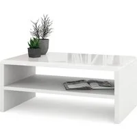 Mazzoni Couchtisch Design Rock Tisch Weiß Hochglanz / Weiß matt Wohnzimmertisch 100x60x43