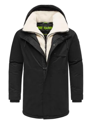 Stone Harbour Herren Winterjacke Navroos mit abnehmbarem Teddyfellkragen & Fleecefutter