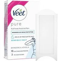 Veet Kaltwachsstreifen für Haarentfernung in Bikinizone & Achseln, 16 St., - ideal für sensible Haut