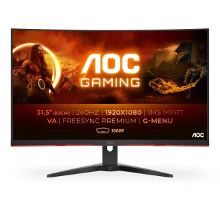 AOC C32G2ZE/BK [315" Curved 1.920x1.080 VA 240Hz 2x HDMI DisplayPort 1ms Reaktionszeit] schwarz/rot