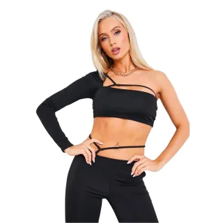 Missy Empire - Kurzes Top für Damen, mit Trägern (Schwarz)
