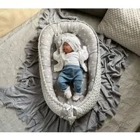 Loolay Bettnestchen MINKY/ Baumwolle BABYNEST Babykokon Geschenk Babyausstattung SETS, (MUSTER: Sterne GRAU/ MINKY Grau, SOLO oder im SETS, 2-tlg., PREMIUM BABYGESCHENK Neugeborene Nestchen, Babynestchen, Reisebett), LOOLAY® - 100% Europäische Stoffe
