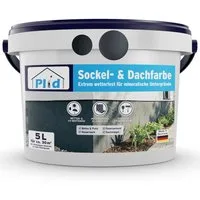 plid Dach- und Sockelfarbe Sockel- & Dachfarbe – Matte Fassadenfarbe mit Abperleffekt, Wetterfest, UV-beständig, Hochdeckend, Vielseitig, Scheuerbeständig