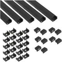 tktrading24 LED-Stripe-Profil 5x A15 LED Profil 2m - Schwarz inkl. Abdeckung, Halter & Endkappen