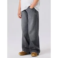 Name It Weite Jeans NKFROSE für Mädchen mit weitem Bein und klassischem Sitz normal, Denim, Abriebeffekte, Reißverschluss