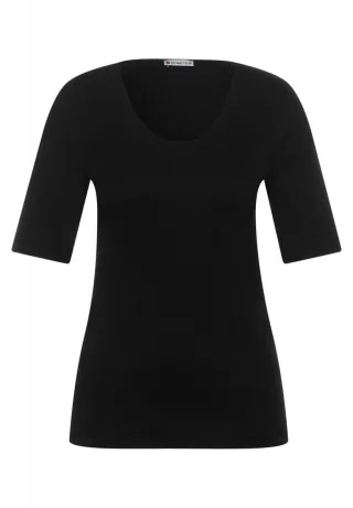 Street One - T-Shirt in Unifarbe schwarz - Gr. - 36