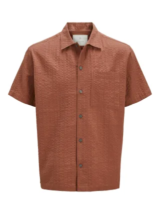 JACK&JONES - JPRCCEASTON SEERSUCKER S/S SHIRT LN redwood burl - Gr. - S