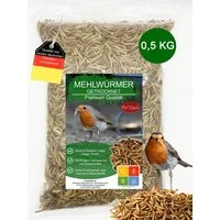 PetVitalis Getrocknete Mehlwürmer – Einzelfuttermittel als Vogelfutter-Ergänzung, Ergänzungsfutter für: Meerschweinchen, Schildkröten, Wildvögel, Reptilien, Fische, Eichhörnchen, Igel, Nager