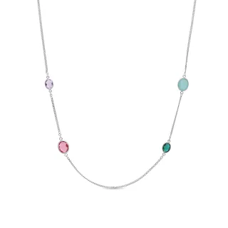 Luxenter mehrfarbige Zirkonia-Halskette in Rhodium – Nodiya