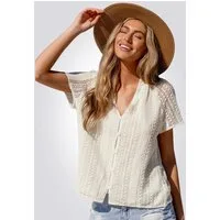 Cupshe V-Shirt Schwingende Gras Sahne Oberteil