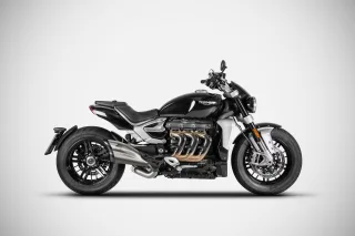 Sport Auspuff ZARD Slip-On Edelstahl +Carbonkappe Triumph Rocket 3 Bj. 2020-2023 Typ:Y101 EURO-5
