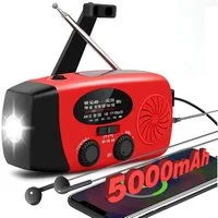Toomoke Kurbelradio, Solarradio, Outdoor-Radio, Notfallradio mit Powerbank Notfallradio (AM/FM-Radio mit LED-Lampe, SOS-Sirene und USB-C-Handyladefunktion)
