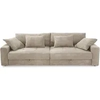 luma-home Big-Sofa 15263, Lounge Couch B284/T113/H84 cm, Wellenunterfederung, markante Steppungen, 2 Bettkästen, Bezug Cord in Beige Grau