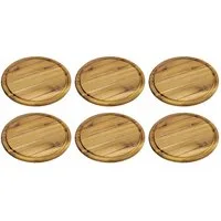 Kesper Schneidebrett Fleischteller mit Saftrille Akazie, Holz, Ø 25 cm x 1,5 cm, FSC, natur (6 Stück)