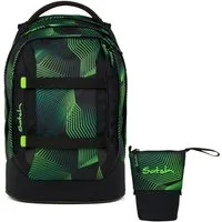 Satch Schulranzen Schulrucksack-Set PACK Seismic Green 2-teilig (2-teilig), ergonomisch, Your-Size-System: auf Körpergröße anpassbar