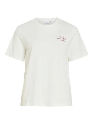 VILA - VISYBILLA CHERRY O-NECK S/S TOP/PB/LC Snow White - Gr. - M