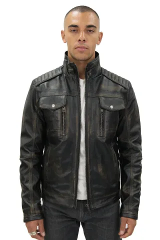 Vintage-Leder-Bikerjacke für Herren – Kapstadt