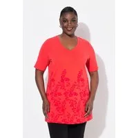 Ulla Popken Longshirt Longshirt A-Linie V-Ausschnitt Halbarm