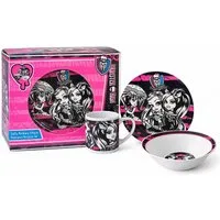 Rungassi Gläser-Set 3-teiliges Monster High Keramik-Set – Schale, Teller & Tasse, Keramik