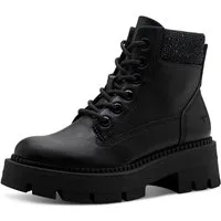 Tamaris Schnürboots, Blockabsatz, Schnürstiefelette mit glänzenden Strasssteinen besetzt