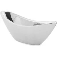 matches21 HOME & HOBBY Dekoschale Moderne Keramik Pflanz-Schale Jardiniere 22 cm silber glänzend (1 St), Terracotta Deko-Schale als ovale Blumen-Schale Pflanz-Topf Tisch-Deko