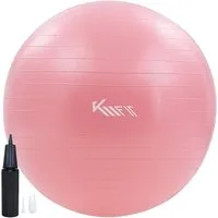 KM - Fit Gymnastikball 75 cm Trainingsball Sitzball für Fitness, Yoga & Gymnastik (Rosa, mit Luft-Pumpe), Max. Belastbarkeit: 300 kg