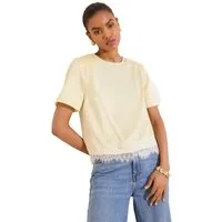 LIPSY T-Shirt Lipsy T-Shirt mit Spitzensaum, Regular (1-tlg)