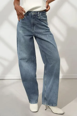 Weite Beinseiten Baggy-Jeans