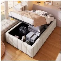 TavilaEcon Boxspringbett hydraulische Lagerung, ohne Kopfteil, verstellbar und platzsparend (Ohne Matratze), 90x200cm