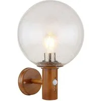 GLOBO LIGHTING Außen-Wandleuchte OSSY, ohne Leuchtmittel, Außenlampe/holzoptik/IP44/Terrasse/Wand/Glas/Sensor