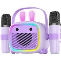 BBG Karaoke-Set für Kinder mit kabellosem Mikrofon & lustigem Design Karaoke-Maschine (5 W, Tragbarer Bluetooth-Lautsprecher mit Lichtshow und Stimmverzerrer)