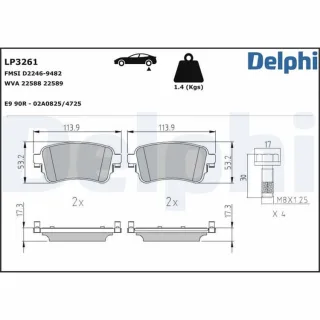 Delphi Bremsbel?ge hinten Citroen Fiat Opel Peugeot Toyota LP3261