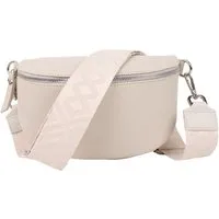 MIRROSI Bauchtasche Damen, Echtleder, Made in Italy, Umhängetasche, Brusttasche, (Schultertasche für jeden Anlass (1 Tasche & 2 Gurte), Crossbody Bag, Beige, gemusterten& verstellbaren Schulterriemen