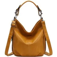 ITALYSHOP24 Schultertasche DAMEN SHOPPER Hobo Bag Umhängetasche Handtasche City Bag Cross-Over (Spar-Set: Henkel Tasche mit Schultergurt, Workbag Leder Optik, 2-tlg., mit Henkel und Schultergurt), Damentasche Freizeit Abend Leder Optik Henkeltasche R