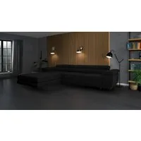 Goldstoff Ecksofa mit Schlaffunktion und Bettkasten, Designer Schlafsofa mit Bettkasten, Big Sofa - VENUS TWIN, Couch mit verstellbaren Kopfstützen in schwarz