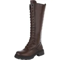 Ital-Design Langer Schnürstiefel für Damen – Komfortabel und stilvoll Plateaustiefel (90109827) Blockabsatz Stiefel in Braun