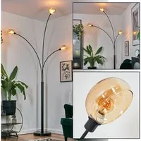 hofstein Stehlampe Stehlampe aus Metall in Schwarz/Bernstein im Retro/Vintage-Design, verstellbare Stehleuchte mit Marmorfuß und Schalter am Gehäuse, E14