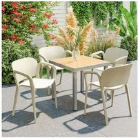 Outsunny Gartenstuhl 4er Set, aus Kunststoff, mit Armlehne, Rückenlehne, stapelbar (wetterfest Gartenstühle, 4 St), bis 120 kg belastbar Gartenmöbel für Hinterhof, Garten, Balkon Weiß