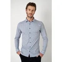 DESOTO Langarmhemd Jerseyhemd Casual Kent langarm Flexibler Stretch, mit modischem Allover-Print