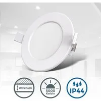 B.K.Licht LED Einbauleuchte BK_EL1274 9er Set Bad Einbauspots, IP44, flache Einbaustrahler, LED fest integriert, Warmweiß, 3.000K, 450Lm, 6W, Kunststoff, 11,5 x 3 cm, Weiß