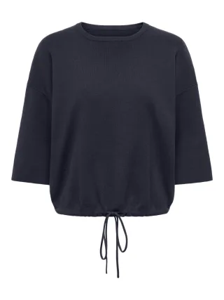 ONLY - Shirt mit Kordelzug blau - Gr. - XS