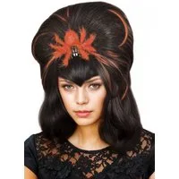 Metamorph Kostüm-Perücke Vampirperücke mit Spinne - für Halloween Kostüm, Retro-Turmfrisur für düstere Damen