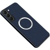Wigento Handyhülle Für Samsung Galaxy S25 Plus MagSafe Design Carbon Textur Hülle Blau, Ultradünn, MagSafe-kompatibel, Carbonfaserstruktur